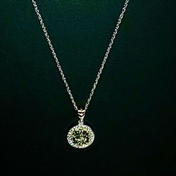 WT# Green Peridot, Cz & Sterling 925 Sterling Necklace - Picture 3 of 7